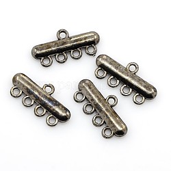 Alloy Chandelier Components Links, 4-Strand Reducer Connector, Rectangle, Gunmetal, 11x23x2mm, Hole: 2mm