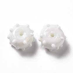 Fatti a mano perle di vetro irregolari, tondo, bianco, 12x13x8mm, Foro: 1.6 mm