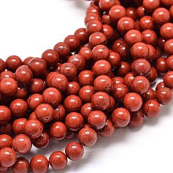 Grade A d'un jaspe rouge naturel brins de perles, ronde, 6mm, Trou: 1mm, Environ 62 pcs/chapelet, 15.5