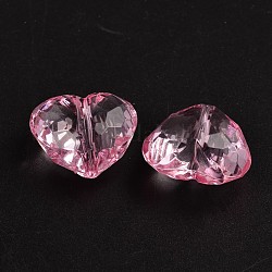 Abalorios de acrílico transparentes, corazón, rosa, aproximamente 25 mm de largo, 28.5 mm de ancho, 16 mm de espesor, agujero: 3 mm, aproximamente 88 unidades / 500 g