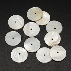 Perles de coquillage naturel teintées, disque / plat rond, perles heishi, couleur de coquillage, 20x2mm, Trou: 2mm
