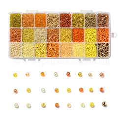 600g perles de rocaille en verre 24 couleurs, ronde, couleur mixte, 8/0, 3~4x2~3mm, Trou: 0.8~1mm, 25 g / couleur