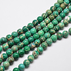 Fili di perle di diaspro imperiale naturale, tondo, tinto, ciano scuro, 8mm, Foro: 1 mm, circa 48pcs/filo, 15.7 pollice