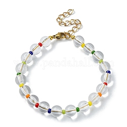 Bracelets extensibles en acrylique et en perles de rocaille, colorées, 7 pouce (17.9 cm)