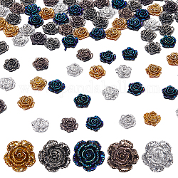 Sunnyclue 100 piezas 5 colores cabujones de resina galvanizada, flor, color mezclado, 14x14x5mm, 20 piezas / color