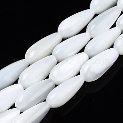 Fili di perle di conchiglia trochid naturale / trochus, candeggiare, lacrima, bianco, 11.5x5mm, Foro: 0.8 mm, circa 36pcs/filo, 15.94 pollice (40.5 cm)