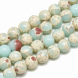 Brins de perles de jaspe impérial synthétiques, ronde, turquoise pale, 6mm, Trou: 1mm, Environ 59~61 pcs/chapelet, 14.7~15.3 pouce