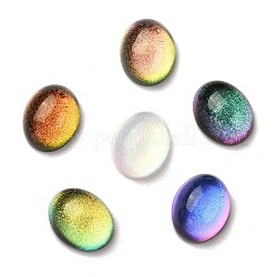 Cabuchones de cristal, con polvo del brillo, oval, color mezclado, 10x8x5mm