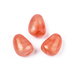 Opake Legierung Perlen, Zweifarbige Farbe, mit Glitzerpulver, Träne, orange rot, 18x14x11 mm, Bohrung: 2 mm, ca. 280 Stk. / 500 g