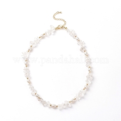 Collier de perles de cristal de quartz naturel et de perles, bijoux en pierres précieuses pour femmes, 15.35 pouce (39 cm)