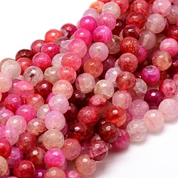 Chapelets de perles rondes à facettes en agate naturelle teintée, colorées, 8mm, Trou: 1mm, Environ 48 pcs/chapelet, 15.3 pouce