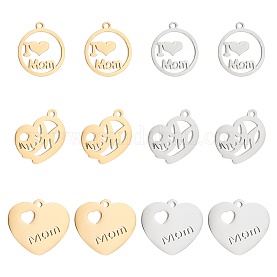 SUNNYCLUE 1 Box 20pcs 5 Style Mother's Day Thanksgiving Charm Metal Heart Charm Footprint Charms Bulk Silver Love Charms Mom