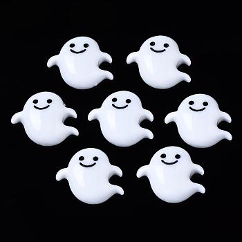 Resin Cabochons, Ghost, Halloween, White, 22x25x7mm