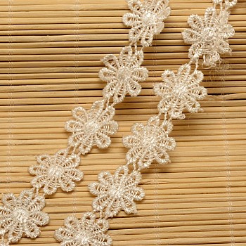 Ruban en nylon avec garniture en dentelle pour la fabrication de bijoux, blanc, 1 pouce (24 mm), environ 15yards / rouleau (13.72m / rouleau)