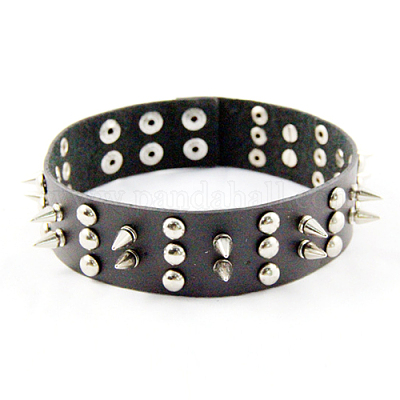 Wholesale Punk Rock Style Leather Rivet Necklaces - Pandahall.com