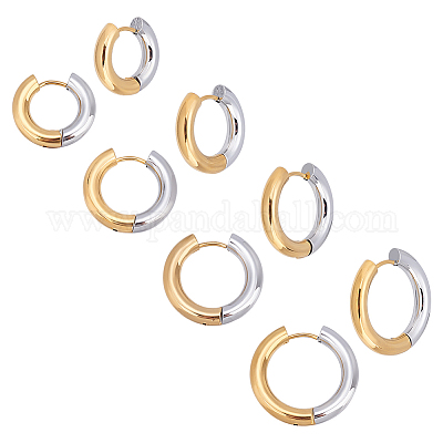 Wholesale UNICRAFTALE 4 Pairs 4 Sizes Two Tone 304 Stainless Steel Hinged Hoop  Earrings Ring Huggie Hoop Earring Hypoallergenic Earrings for Women  Jewellery Making