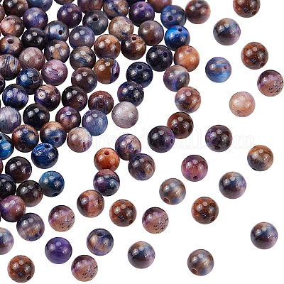Natural Purple Amethyst Tiger's Eye Gemstone Round Loose Beads on