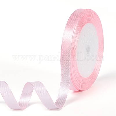 Wholesale Breast Cancer Pink Awareness Ribbon Making Materials Single Face  Satin Ribbon 