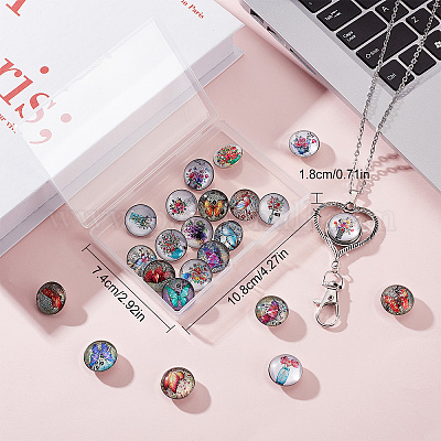 Wholesale SUNNYCLUE 1 Box 2+24Pcs Flower Heart Snap Button Lanyard Badge  Holder Breakaway Office Badge Lanyard ID Badges Holder for Women Students  Staff Nurses DIY Stainless Steel Chain Office Lanyard Necklace 