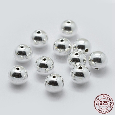 925 Sterling Silver Spacer Beads, Round, Silver, 7mm, Hole: 1.5~1.6mm,  about 16pcs/10g