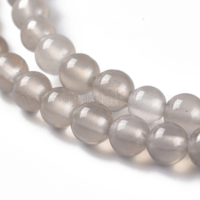 Gris agate brins de perles naturelles&nbsp;G-R193-12-4mm-1