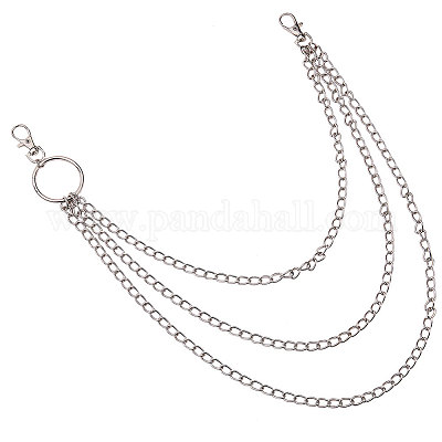 TSJ 20 Wallet Chain Keychain with Both Ends Lobster Clasps and Extra 2  Rings for Bag, Handbag, Purse, Jeans Pants, Belt Loop (Silver)