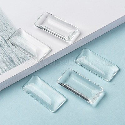 Cabochons de verre transparent de rectangle&nbsp;GGLA-R025-38x19-1
