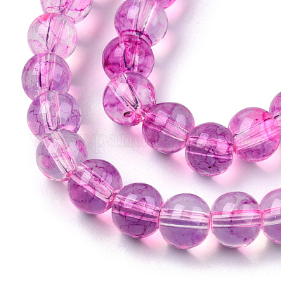 Chapelet de perles en verre baking paint&nbsp;DGLA-Q023-6mm-DB55-01-1
