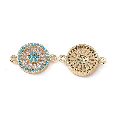 Wholesale Brass Pave Clear & Deep Sky Blue Cubic Zirconia Connector Charms  - Pandahall.com