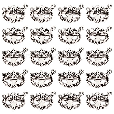 Wholesale SUNNYCLUE 1 Box 50Pcs Mardi Gras Charms Masquerade Charms Party  Antique Silver Tibetan Style Tiny Charm Feather Charms for Jewelry Making Charm  Mardi Gras Carnival DIY Necklace Earrings Bracelet 