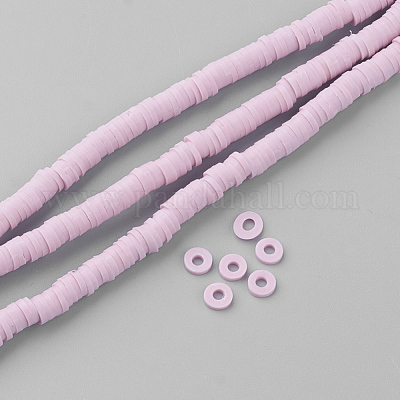 Flache runde handgemachte Polymer Clay Perle Spacer&nbsp;X-CLAY-R067-4.0mm-26-1
