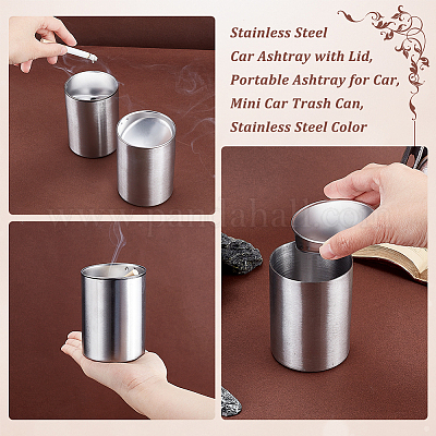 Wholesale 304 Stainless Steel Car Ashtray with Lid 