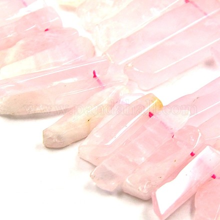 Brins de perles graduées en quartz rose naturel à bande irrégulière G-P064-13-1