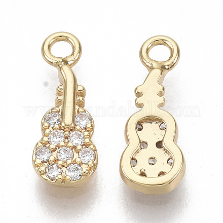Brass Micro Pave Clear Cubic Zirconia Charms KK-S355-016-NF-1