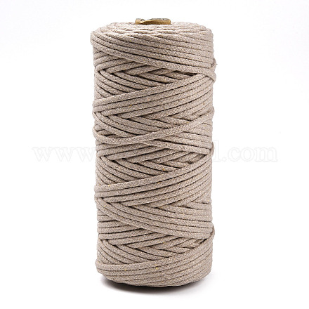 コットン糸  マクラメコード  装飾的な糸のスレッド  DIYの工芸品について  ギフトラッピングとジュエリー作り  淡い茶色  3mm  約109.36ヤード（100m）/ロール。 OCOR-T001-02-40-1