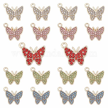 SUNNYCLUE 1 Box 20Pcs 5 Colors Butterfly Alloy Charms Enamel Butterfly Charms with Rhinestone for Crafts jewellery Making Earrings Bracelets Necklace DIY Making Supplies ALRI-SC0001-19-1