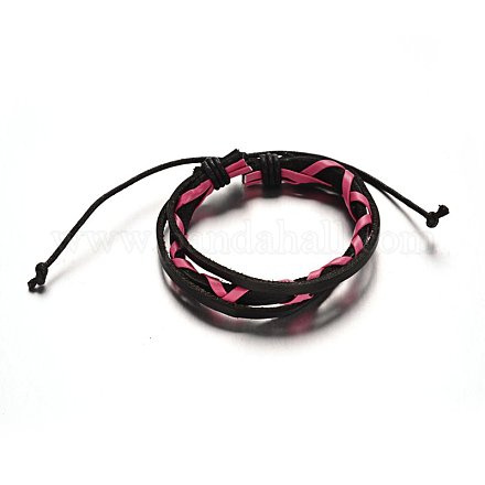 Adjustable Leather Cord Multi-Strand Bracelets BJEW-M169-07A-1
