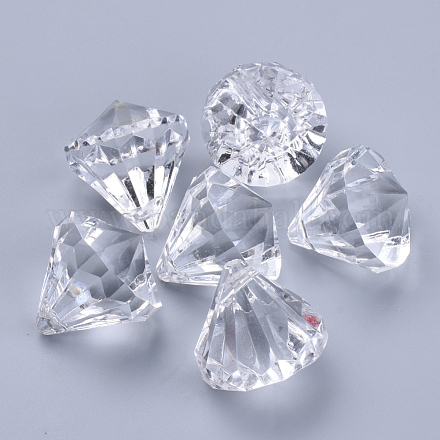 透明なアクリルパーツ  多面カット  ダイヤモンド  透明  15x15mm  穴：2mm X-TACR-Q260-C-V01-1