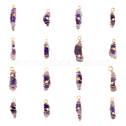 DICOSMETIC 16Pcs Natural Gemstone Copper Wire Wrapped Pendants FIND-DC0003-66-1
