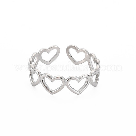 304 anneau de manchette en acier inoxydable à cœur ouvert pour femme RJEW-S405-194P-1