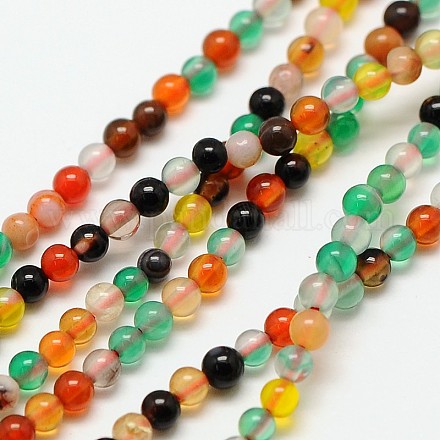 Chapelets de perles rondes en agate naturelle G-A130-2mm-K03-1