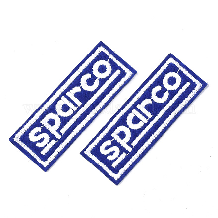 機械刺繍布地アイロンワッペン  マスクと衣装のアクセサリー  アップリケ  単語sparcoの四角形  ブルー  62.5x23x1mm FIND-T030-061A-1