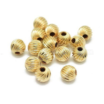 Гофрированные шарики из желтого золота KK-L183-034B-1