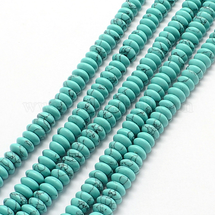 Rondellgefärbte synthetische türkisfarbene Perlenstränge G-Q447-16-1