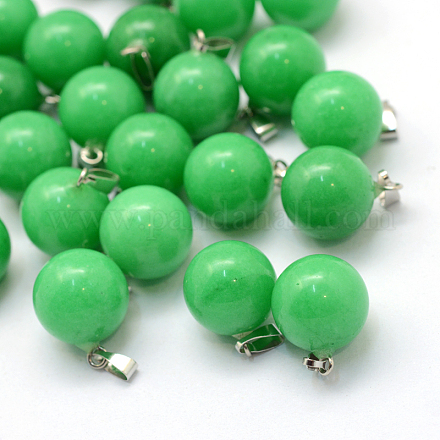 Round Dyed Natural Malaysia Jade Pendants G-Q434-04-1