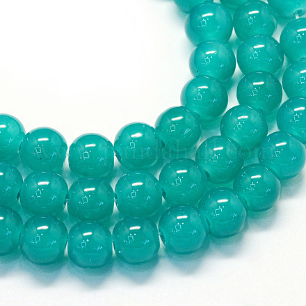 Backen gemalt Nachahmung Jade Glas runden Perle Stränge X-DGLA-Q021-10mm-07-1