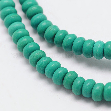 Brin de perles rondelle synthétique turquoise teint G-P083-6mm-84J-1