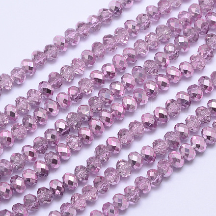 Perles à facettes en verre transparent peint rondelle DGLA-J001-C08-4mm-1