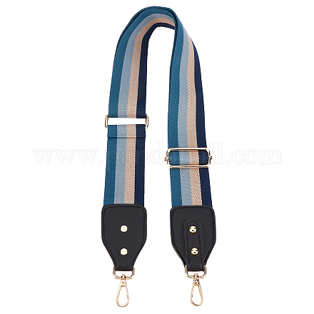 SUPERFINDINGS 1pc 50-56mm Wide Shoulder Straps Polyester Adjustable Bag Straps from 87 to 132cm Long Steel Blue Stripes Pattern Bag Straps Replacement Bag Belt for Cross-Body Canvas Bag Handbag FIND-WH0001-55B-1