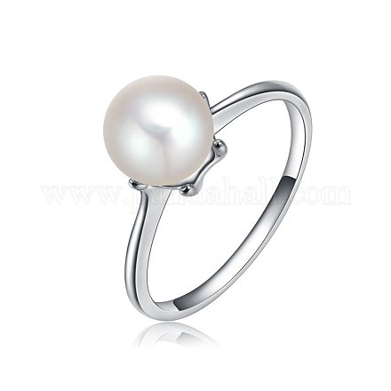 Anelli per dito in vera lega ecologica con perle placcate in platino RJEW-AA00018-9#-P-1